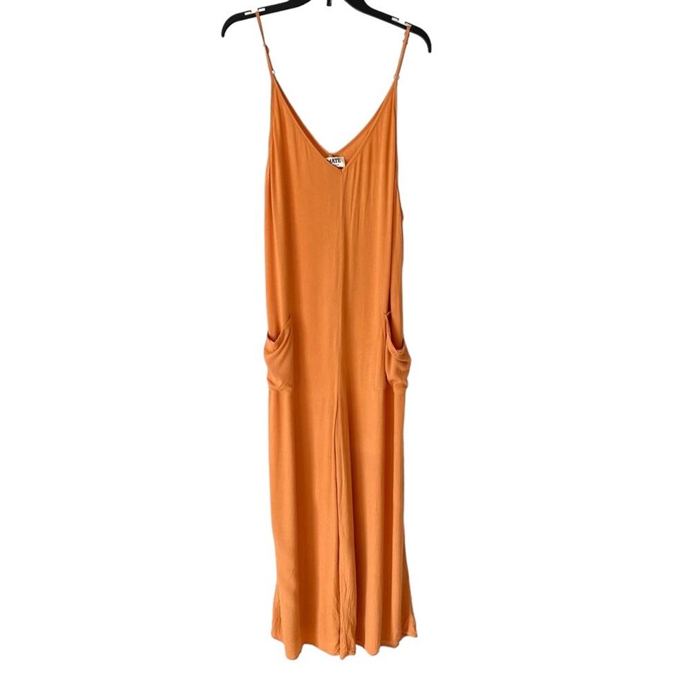 Mate The Label Orange Wide Leg Overalls size Large with Pockets